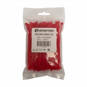 Amarra Plastica Rojo 100x2.5mm Bolsa 100 Unidades