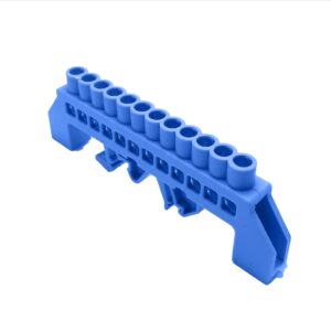 Barra Conexión Bronce Aislado 12P AZUL Riel Din