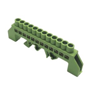 Barra Conexión Bronce Aislado 12P VERDE Riel Din