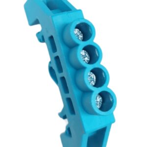 Barra Conexión Bronce Aislado 4P Riel Din - Azul