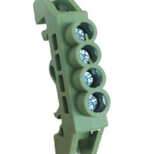 Barra Conexión Bronce Aislado 4P Riel Din - Verde