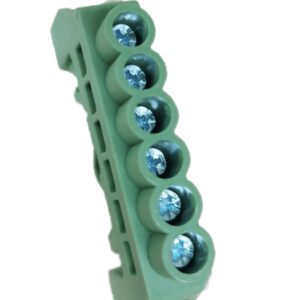 Barra Conexión Bronce Aislado 6P Riel Din - Verde