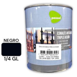 Esmalte Anticorrosivo Triple Accion Negro 1/4GL passol
