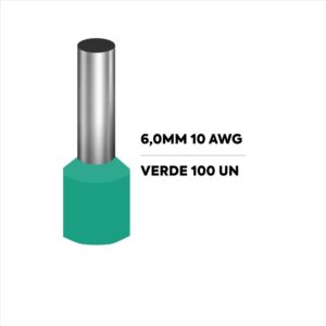Terminal ferrul TERMINAL - 6MM 10 AWG VERDE 100 UN