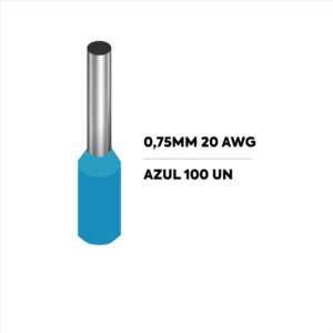 Terminal ferrul TERMINAL - 0.75MM 20 AWG AZUL 100 UN